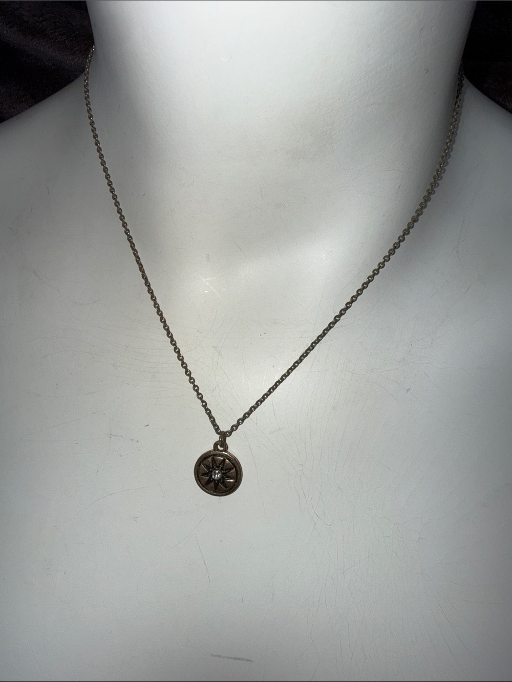 Delicate Compass Pendant Necklace - Silver Tone